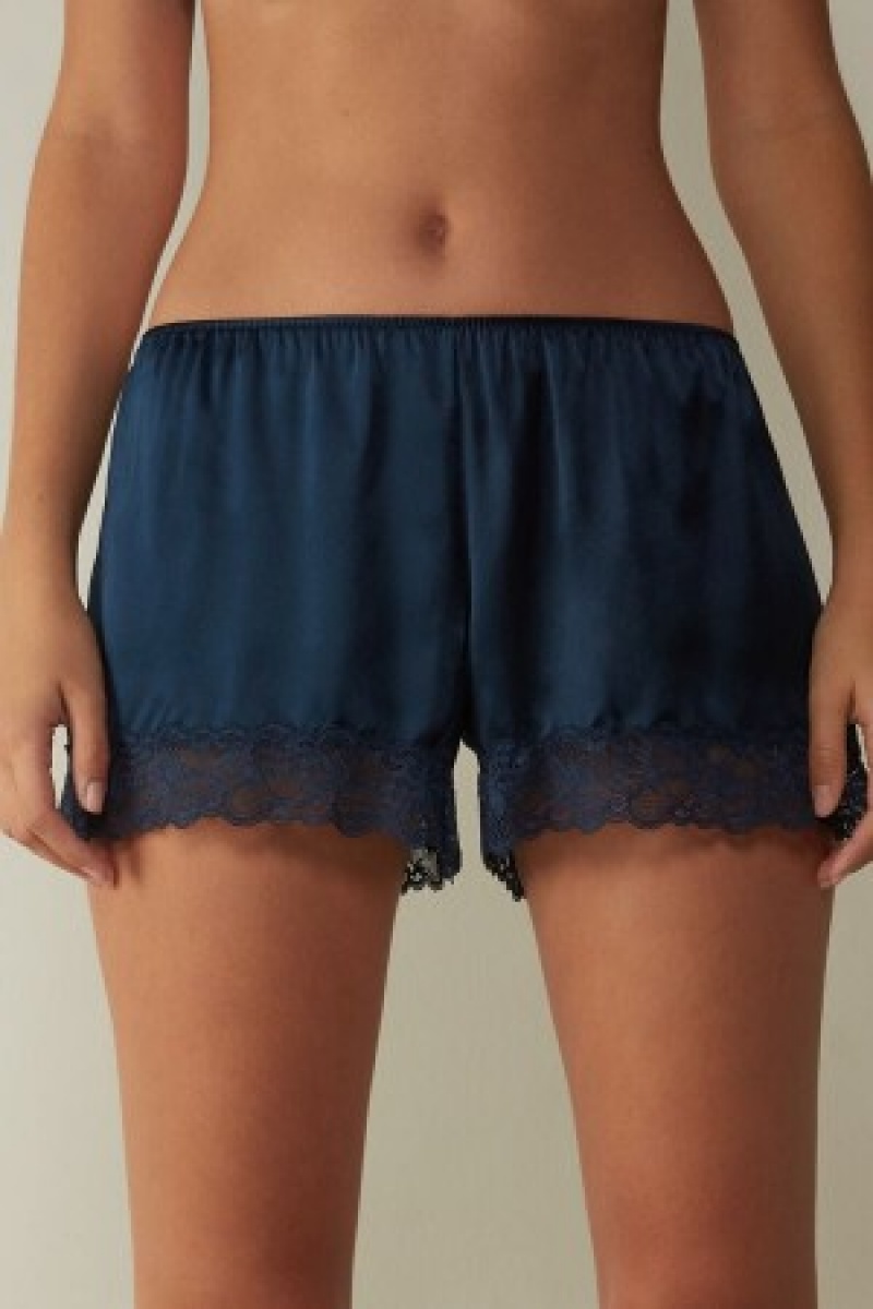 Intimissimi Silk Shorts Blå | YDKVQ28394